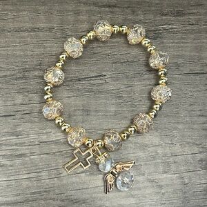 NEW Gold and Silver Beaded Bracelet with Charms